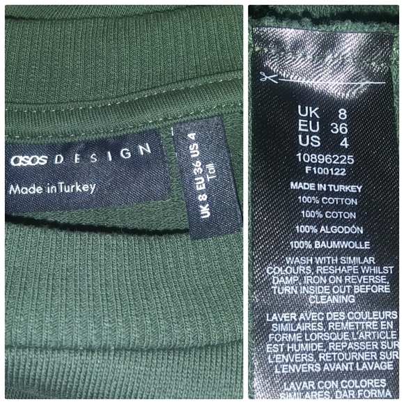 NWOT ASOS Tall Oversized Balloon Sleeve Applique Mini Dress in Green-Size Small - Picture 4 of 6